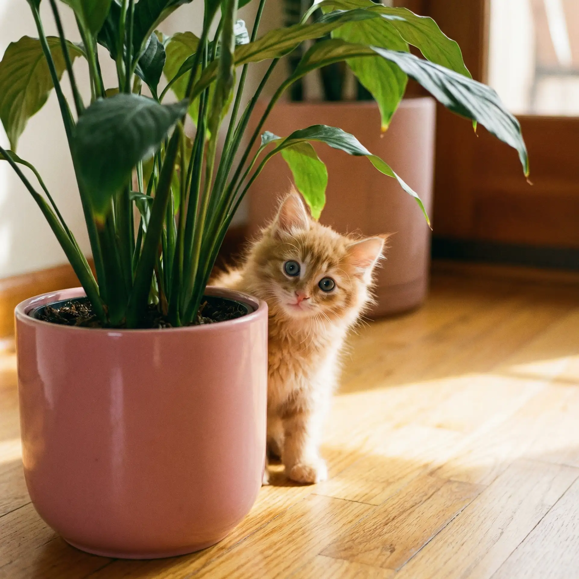 小猫从花盆后探头 - aqdav.net